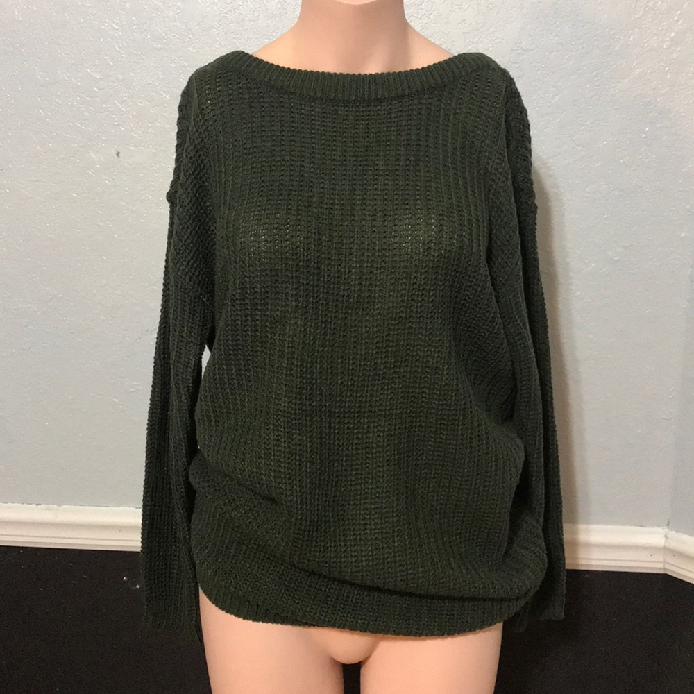 Olive open back sweater